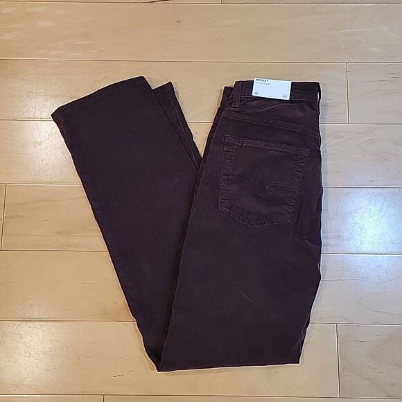 NWT AG Denim Brinley Mid Rise Straight Corduroy Jeans Chocolate Brown Size 26 - Picture 3 of 12